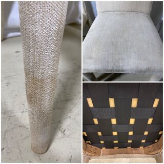 ダイニングテーブルセット テーブル チェア 3点セット 白 ガラス天板 中古品