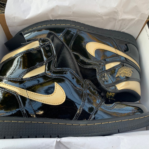 AJ1 ナイキ エアジョーダン1 ハイ OG ブラック-メタリックゴールド