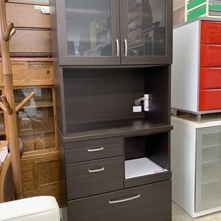 ニトリ ミドルレンジボード 幅79cm 木製 ダークブラウン系 キッチン 
