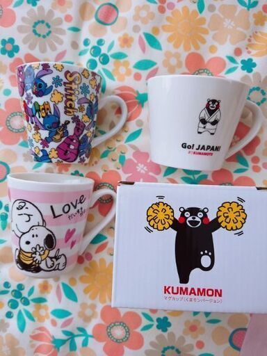 キャラクターマグカップのセット 新品 美品 くまモン スティッチ スヌーピー ダイヤ 沖縄の食器 コップ グラス の中古あげます 譲ります ジモティーで不用品の処分