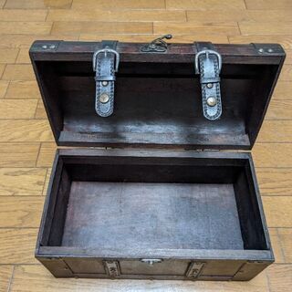 ビンテージ風 木製宝箱型 収納ボックス