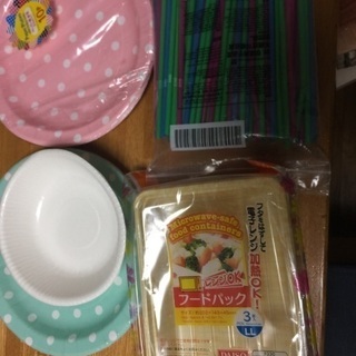 ランチボックス ストロー 紙皿【使い捨てお弁当ピクニックセット】