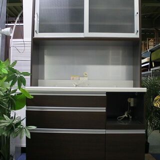 R2389) PAMOUNA 中古 パモウナキッチンボードブラウン 食器棚 店頭取引大歓迎♪