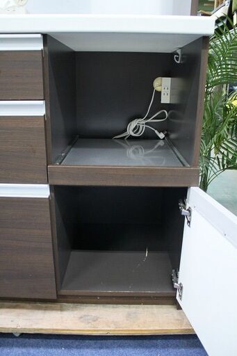 R2389) PAMOUNA 中古 パモウナキッチンボードブラウン 食器棚 店頭取引  