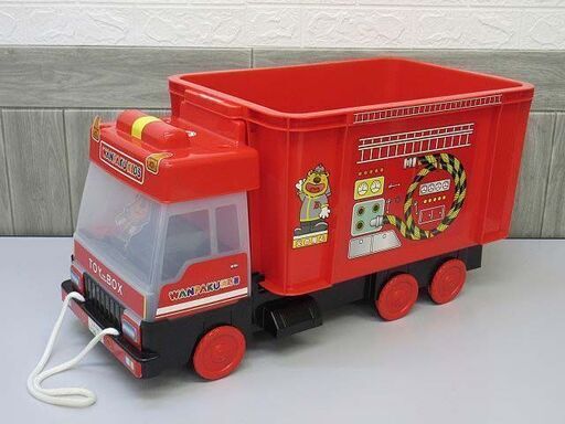 Ss18錦化成動くおもちゃ箱消防車玩具収納nishiki引き紐付きキャスター付き子供用品のりもの働く車プレゼント リビング館 白石店 白石の収納 家具 おもちゃ箱 の中古あげます 譲ります ジモティーで不用品の処分