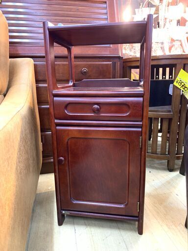 カリモク Karimoku 電話台 FAX台 キャビネット 木製 ブラウン レトロ