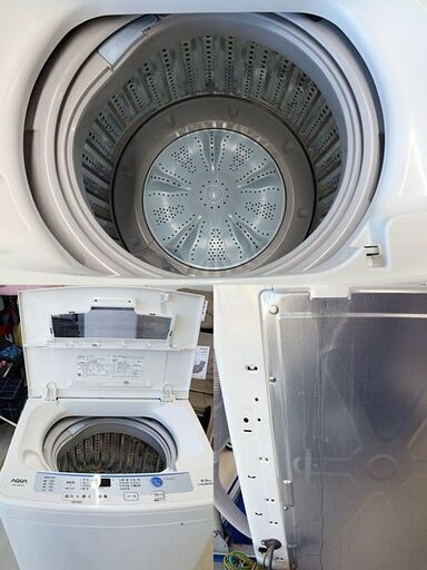 アクア　6.0kg　全自動洗濯機　AQW-S60E　2016年製　幅 565mm　奥行 540mm　高さ 895mm　3Dスパイラル水流　AQUA