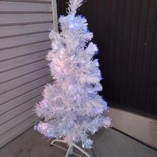 90クリスマスツリー90cm　白　光ファイバー