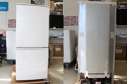 シャープ　137L　２ドア ノンフロン冷凍冷蔵庫　SJ-D14B　2016年製　ホワイト　つけかえどっちもドア　冷凍室 46L　冷蔵 91L　W 48cm × D 59cm × H 1,125cm　SHARP