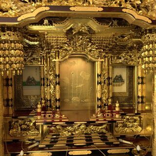 値下げ□3189□豪華な仏壇 仏教 純金箔 保証書付き 横幅約110cm インテリア