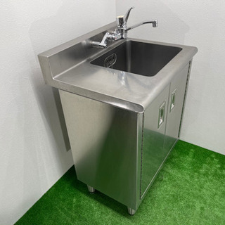 業務用 ステンレス 扉付き1層シンク 流し台 蛇口付き 店舗 飲食店