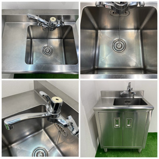 業務用　ステンレス　扉付き1層シンク　流し台　蛇口付き　店舗　飲食店　W650xD500xH800mm