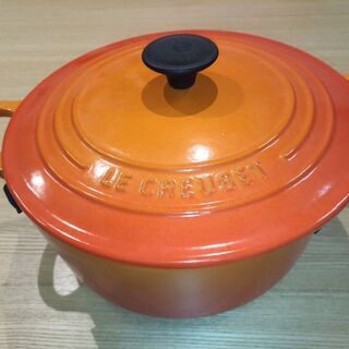未使用】ル・クルーゼ ココットロンド 22cm オレンジ