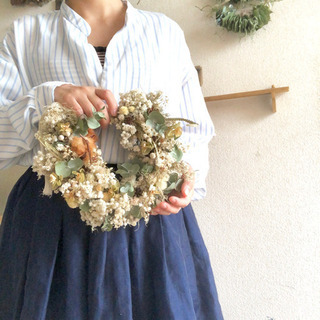 受注制作 ホワイトリースブーケ ブートニア ヘッドパーツ ベビー花かん