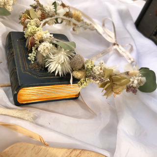 受注制作 ホワイトリースブーケ ブートニア ヘッドパーツ ベビー花かん