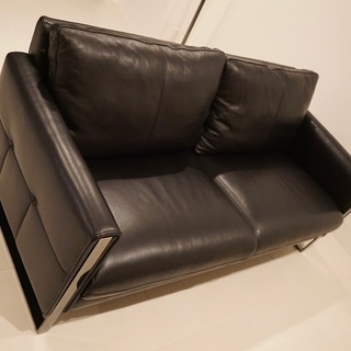 大塚家具 黒本革ソファ