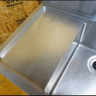 115-0)業務用 ステンレス 2槽 水切りシンク W1200D600H800BG100 中古品 