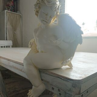ロココ調】腰掛け エンジェル 置物