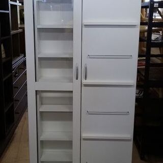 【店舗同時販売中】　ＮＩＴＯＲＩ　ニトリ　モスビー　ディスプレイ扉付書棚　白　　【店頭ご来店購入限定】