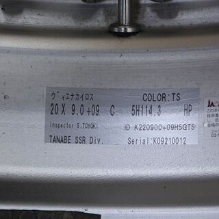 タナベ SSR ヴィエナカイロス 20×8.5 9.0 5H PCD114.3 +09 +30 TANABE 