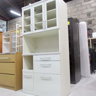 レンジボード 幅89cm 木製 白 シンプル レンジ台 キッチン収納 食器棚