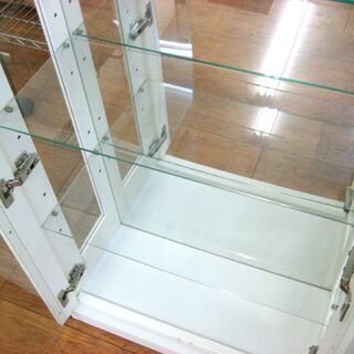 収納家具 コレクションボード 照明付き 62×30×高さ160.5cm ホワイト 