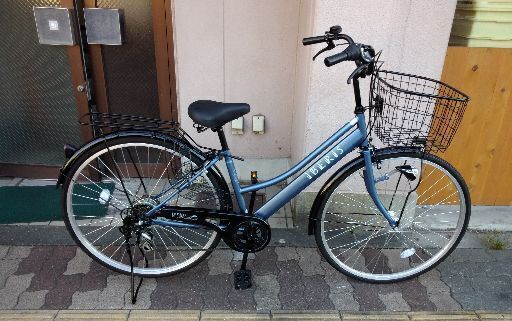 美品☆[SAKMOTO TECHNO]IBERIS(イベリス)27吋ファッションサイクル 外装6段/LEDオート/ジュエルブルーｘブラック
