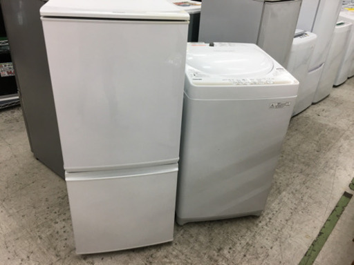 【クリーニング済み】SHARP冷蔵庫SJ-D14AとTOSHIBA洗濯機AW-4S2セット品　2015年製