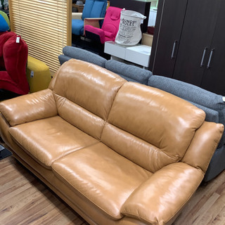 大塚家具　キャメル色 レザーソファ 2人掛け ラブソファ 2人掛け「ルーニー SD-344」幅145cm 半革キャメル色 #M-02