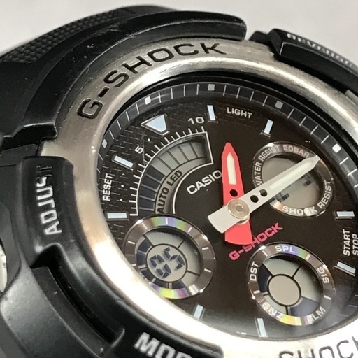 CASIO G-SHOCK ジーショック 黒デジアナ腕時計 AW−590 赤白コンビ針 