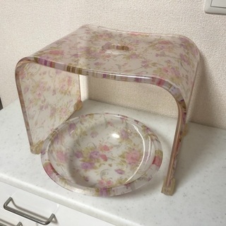 アクリル風呂椅子&洗面器 セット