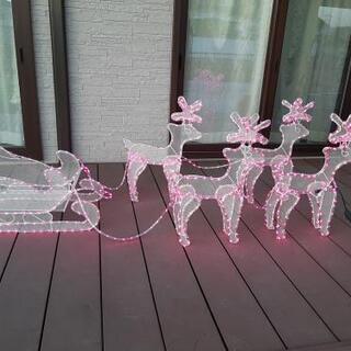 値下げ】希少 イルミネーション クリスマス トナカイ4体&ソリ ピンクLED