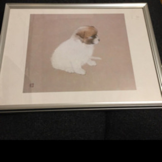 子犬 絵画 額付き 竹内浩一 韓の子 1987年❶