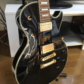 レスポールカスタム 黒 BURNY 弦新品交換済み＋ROLANDスピーカー2セット