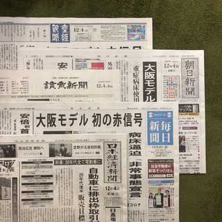 鬼滅の刃 新聞広告 5誌　朝刊 12月4日 きめつ  鬼滅ノ刃 ...