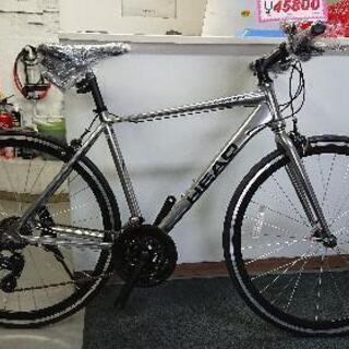 ♡4)自転車 クロスバイク 新車 シルバー 21段変速 HEAD パンクしないタイヤ