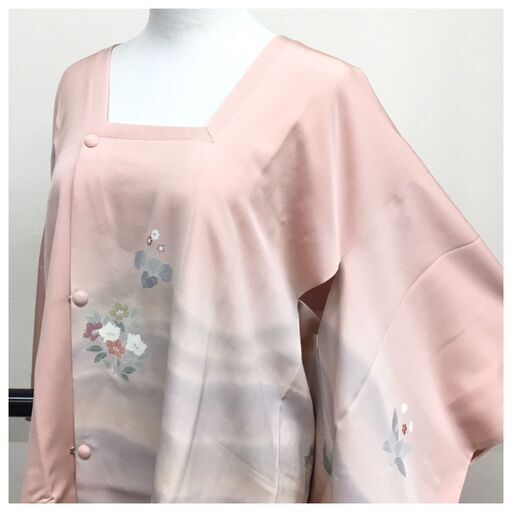 極上　道行コート　高級呉服　淡いピンク　華　染め模様　正絹　中古品