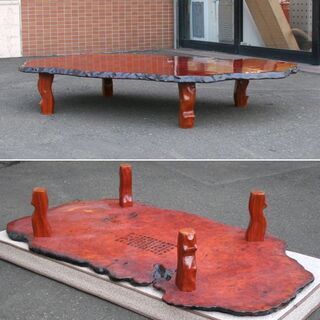 希少 花梨 座卓 193cm×105cm 厚さ4.5cm 天然木 無垢 一枚板 唐木 銘木 玉杢 葡萄杢 鳥目杢 ☆ 札幌市 清田区 平岡
