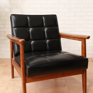 カリモク1人用レザーソファ 黒 中古家具 昭和レトロ カリモク1人用レザーソファ 黒 中古家具 昭和レトロ カリモク 一人掛け