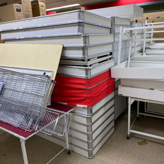 旭川 業務用 店舗 什器 商品 陳列ワゴン 催事 バーゲン 陳列台 コマ付 折りたたみ式 10台セット1500×735×780 在庫70台有り