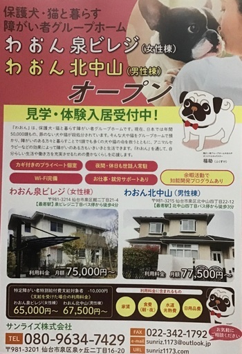 保護犬と暮らす障がい者グループホーム カッツ 泉中央のその他の無料広告 無料掲載の掲示板 ジモティー 保護犬と暮らす障がい者グループホーム カッツ 泉中央のその他の無料広告 無料掲載の掲示板 ジモティー