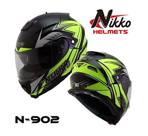 システムヘルメット NIKKO HELMET N-902 BLACK/YELLOW 蛍光 クリアシールド標準装備 (L)