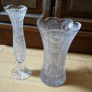【ネット決済】ガラス花瓶　大小2つセット　アンティーク　インテリア