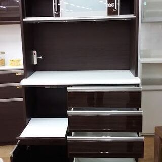 【店舗同時販売中】　ＮＩＴＯＲＩ　ニトリ　ポスティア１００ＫＢ　2枚スライド扉キッチンボード　ダークブラウン　【店頭ご来店購入限定】