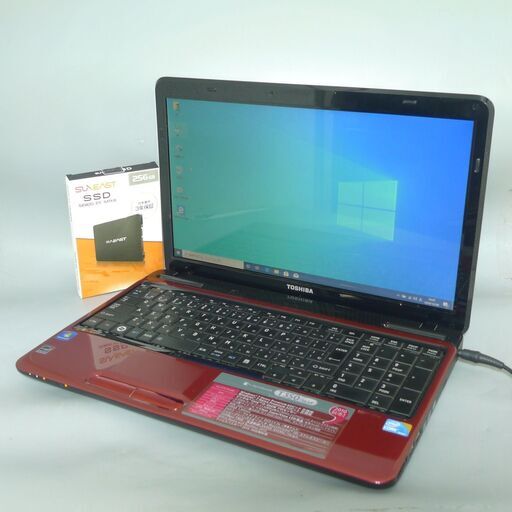 送料無料 新品SSD256GB 1台限定 ノートPC 中古動作良品 15.6型ワイド Toshiba T350/36AR Core i5 4GB DVDRW 無線 Windows10 Office レッド