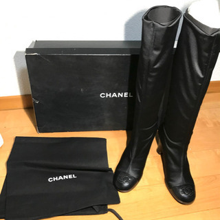 シャネル　CHANEL コココクーン　ココマーク　ロングブーツ　ブラック　23.5cm