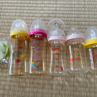 【ネット決済】哺乳瓶　ガラス3本　プラスチック2本セット