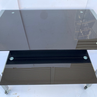 シックなパソコンデスク　天板ガラス　テーブル　机