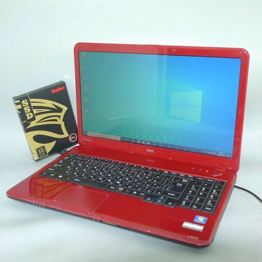 送料無料 新品SSD256GB 希少品 赤色 早い者勝ち ノートPC 中古良品 15.6型 NEC LS150AS6R Celeron 4GB DVDマルチ 無線 Windows10 LibreOffice