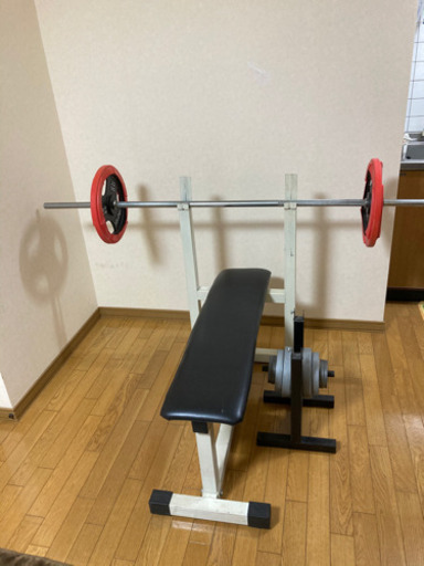 ☆函館市近郊☆ ベンチプレス バーベル シャフト プレート10kg×2 
